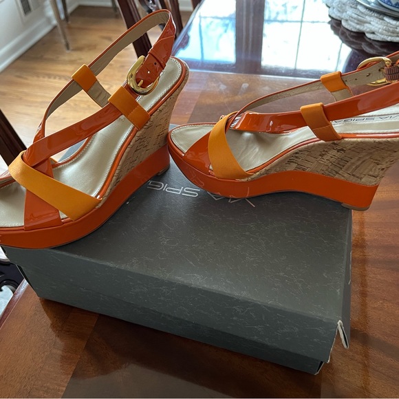 Via Spiga orange wedge sandals size 37 - Picture 4 of 5